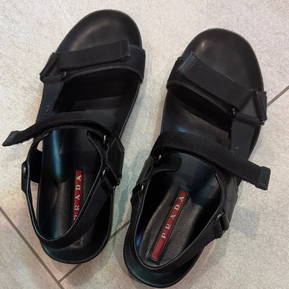 Prada Black Men's Strappy Sandals - Picture 1 of 9